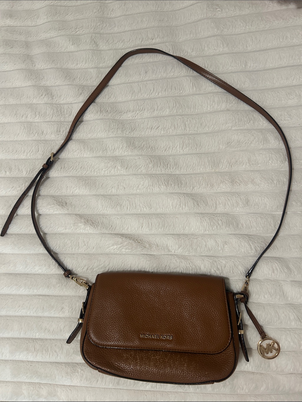 Michael Kors Chestnut Brown Pebbled Leather Crossbody